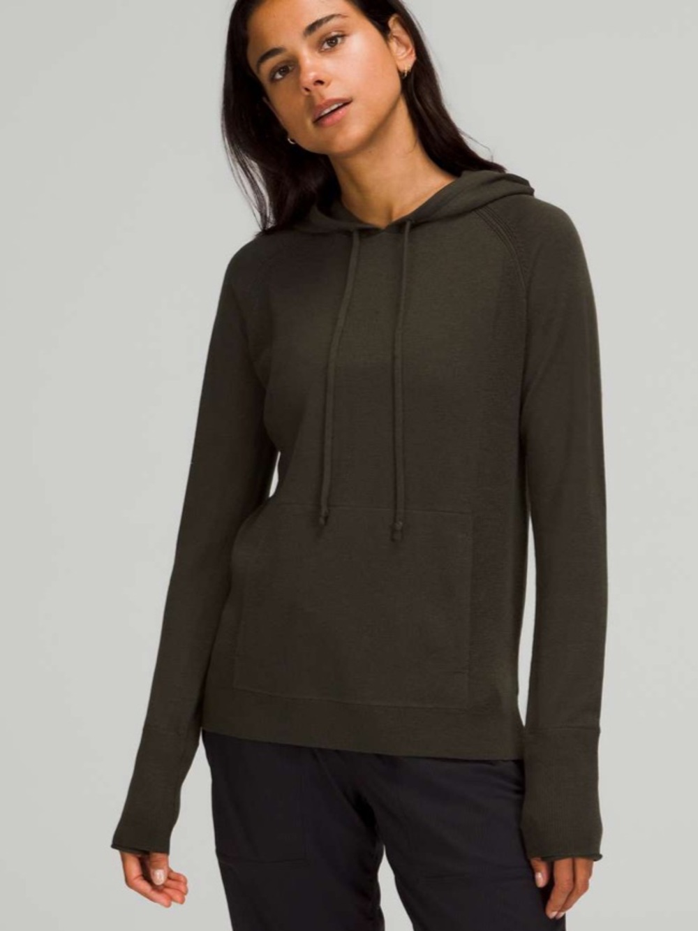 Lululemon Light Merino Wool Hoodie Size 4 - Dark Olive